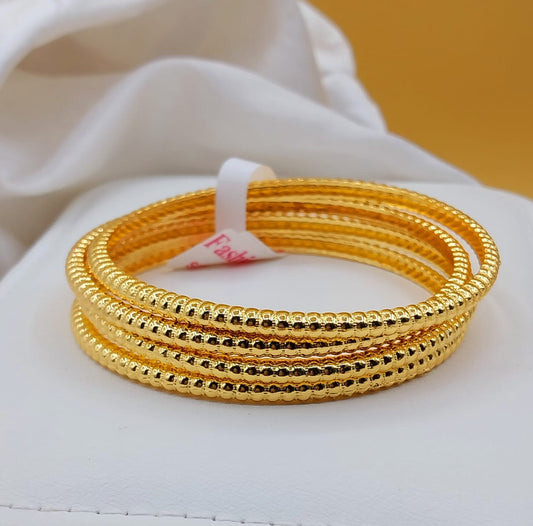 Classic Gold Textured Bangles – Set of 4 | Skylar Jewellery
