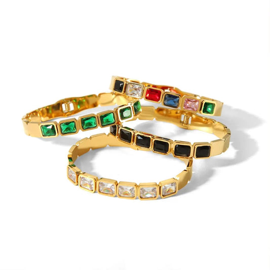 Gold-Plated Multicolor Gemstone Bangles