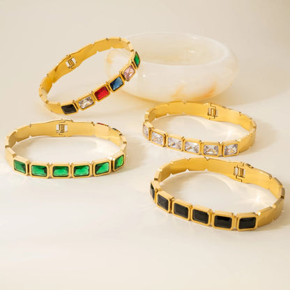 Gold-Plated Multicolor Gemstone Bangles