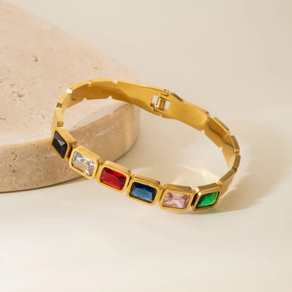 Gold-Plated Multicolor Gemstone Bangles